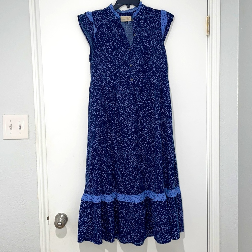 Blue Patterned Midi Dress